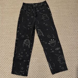 Black Graphic Print Jeans